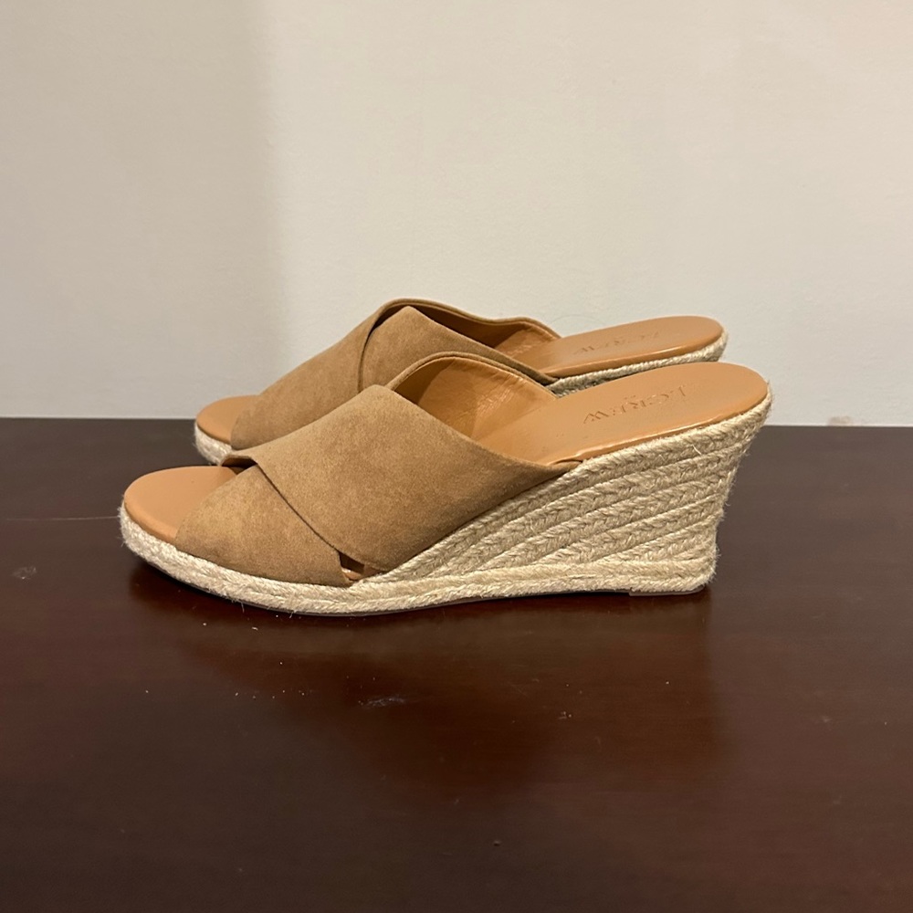 J. Crew Suede Crisscross Mule Espadrille Wedges (Size 8.5)
